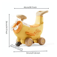 Banana Airplane Rideable Foldable Footrests Kids Vehicle Push Handle
