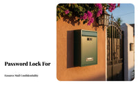 Wall Mount Mailbox Includes 2 Lock Openers Key Lock Mail Container Combination Lock Post Box Viewing Window Steel Letter Box