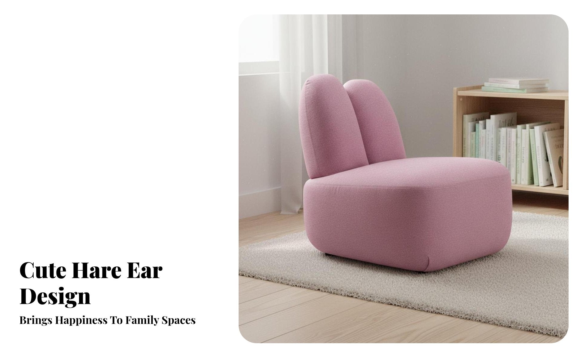 rabbit Ear Backrest rabbitShaped kids' Sofa Cute creature Design Miniature Upholstered Armchair Soft and Comfy children's Furniture Comfortable for Toddlers, Preschoolers, Babies, story Corner, Playroom, Nursery, Kindergarten