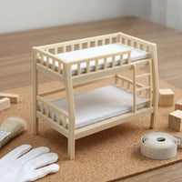 Miniature Double Bed DIY Dollhouse Bunk Bed Detailed Craft for Photo Props