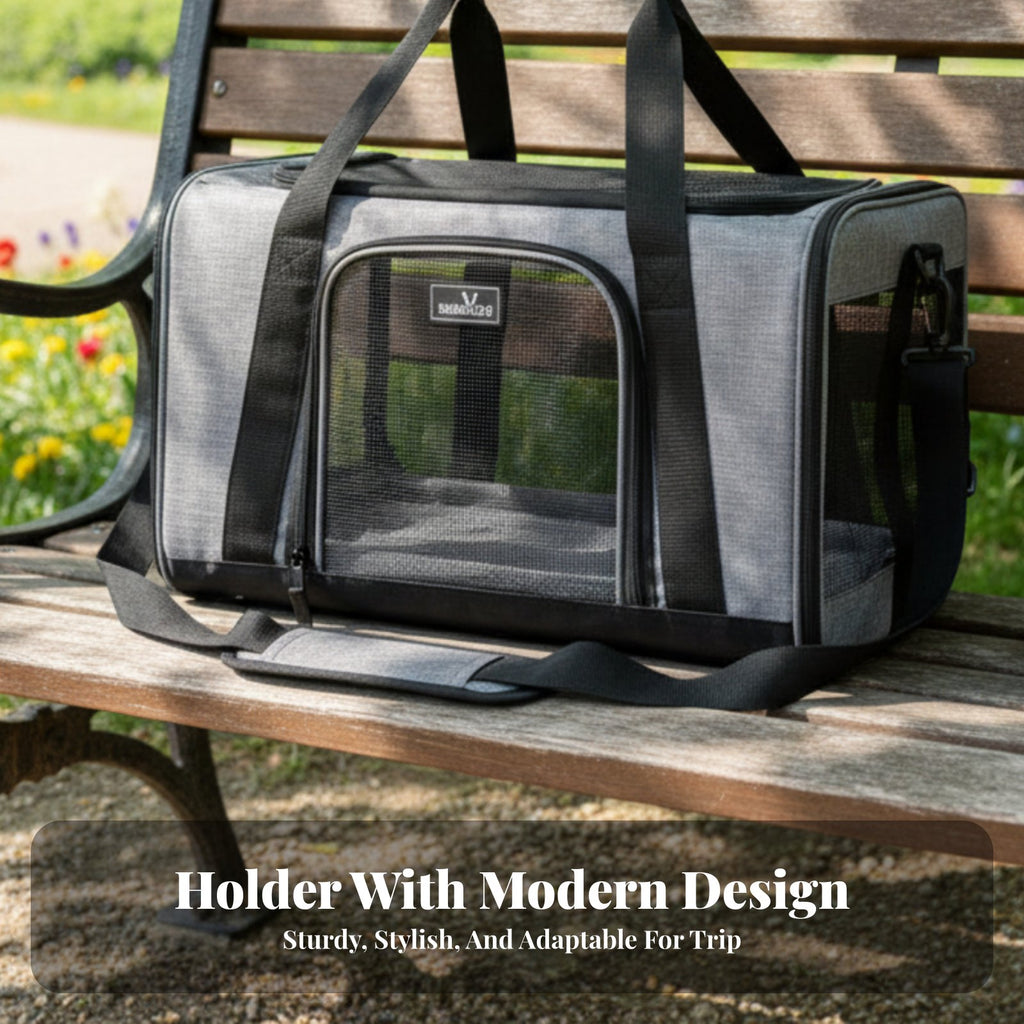 Soft-Sided Pet Carrier Adjustable Shoulder Strap Underseat Pet Travel Bag