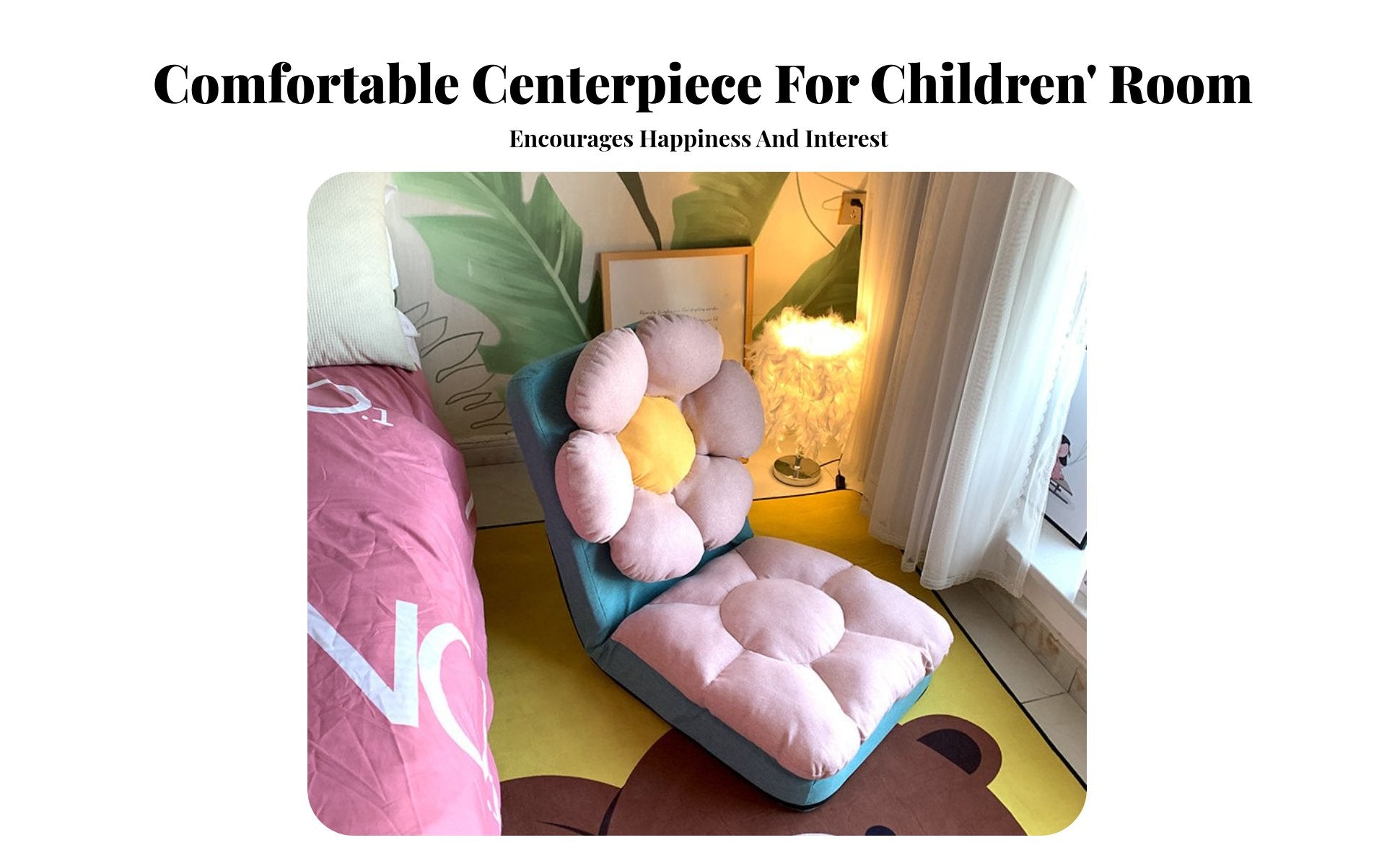Adjustable children'ss' Floor Lounger Cute Design Transformable Lounger Sofa Soft and Comfy Machine-Cleanable Cover for Nursery
