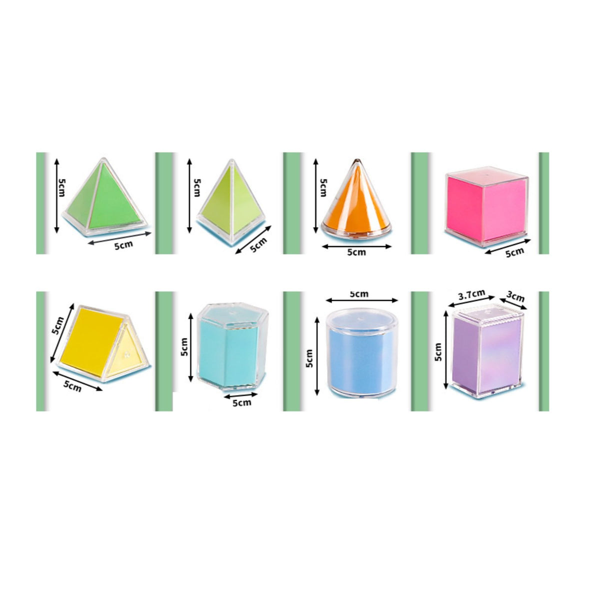 8 Pieces Transparent Geometric Solids Visual Demonstration Tool for Classroom