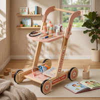 Children'examination Cart Toy Interactive Accessories Pretend Play Medical Cart Smooth Edges Wooden Physician Play Set