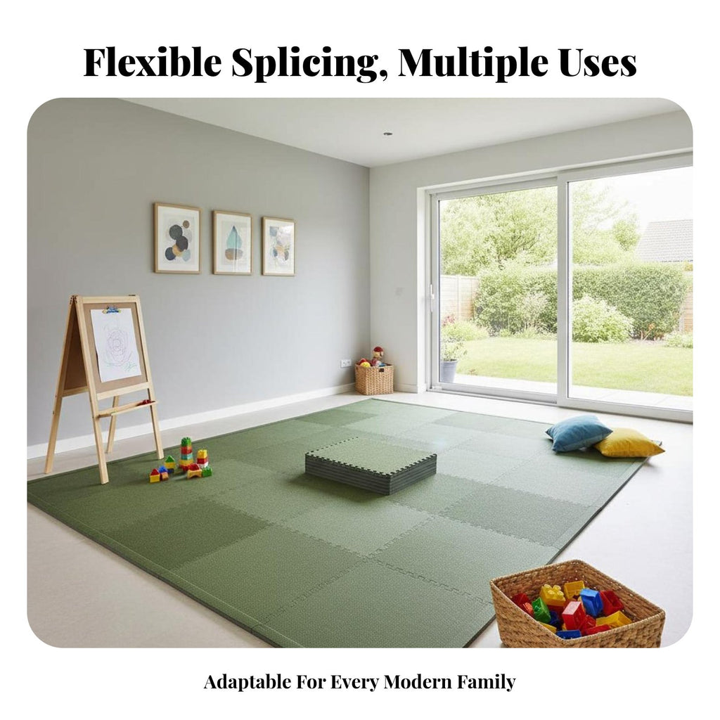 Formaldehydesafe connectable Crawling Mat Thickened Foam Tiles Cuttable Nursery Flooring Cream design for Children, Toddlers, Bedroom, Play Area, Playroom, Living Room