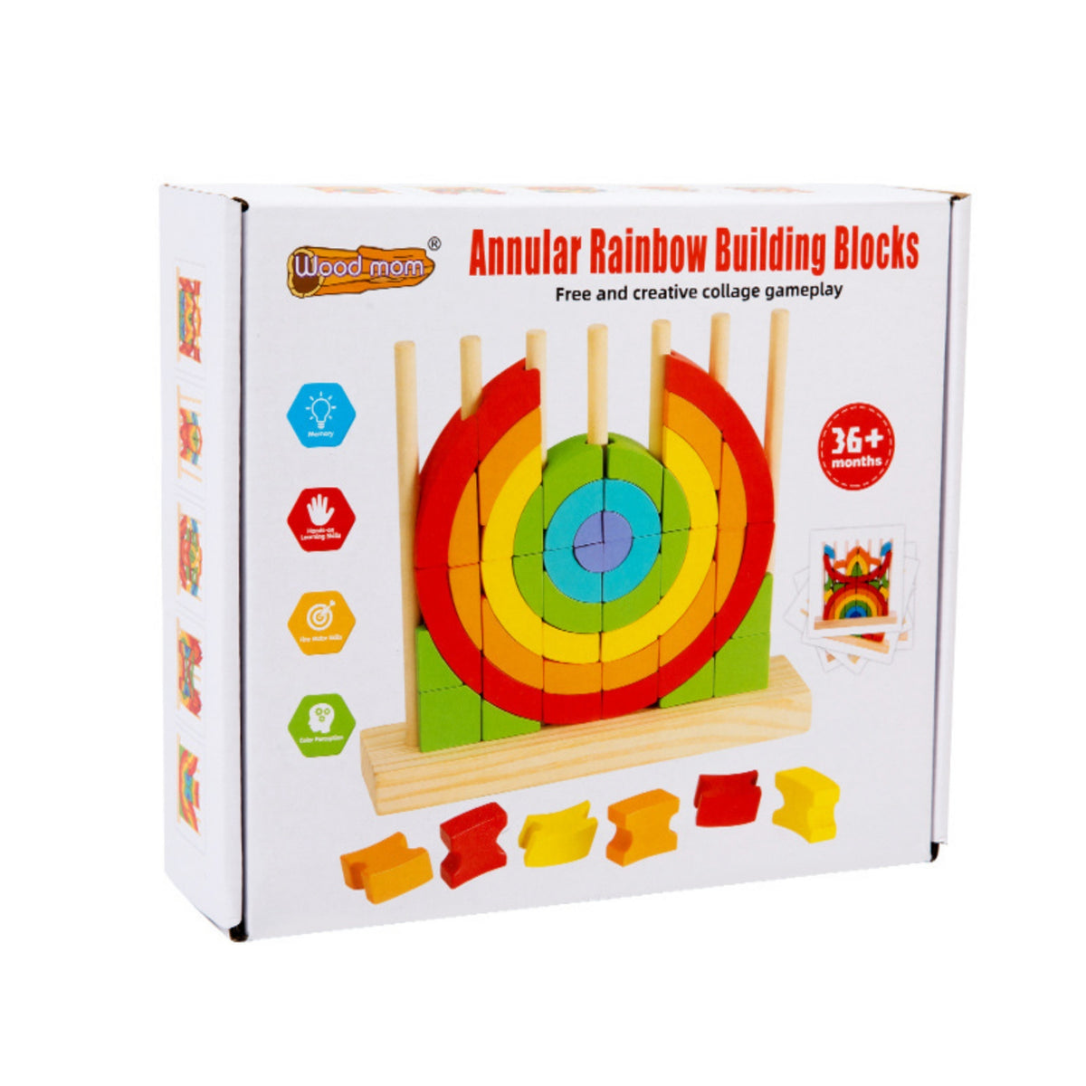 Wooden Stacking Toy with Dowels Child-Centered Rainbow Stacker Colorful