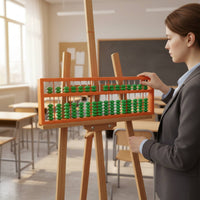 Teaching Abacus Orange Frame Classroom Tool Green Beads Math Toy