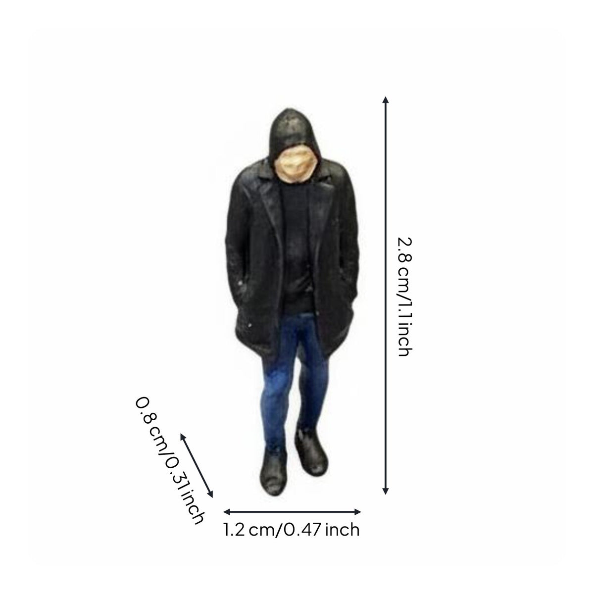Black Hat Man Statue Realistic Miniature Male Figurine 3D Display for Dollhouse