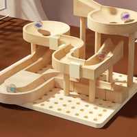 Marble Track Building Set Hands-On Assembly Wooden Marble Run for Boys