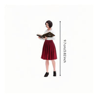 Female Librarian Figurine Finely Detailed Woman Reading Book Miniature Resin Woman Figure for Sand Tables