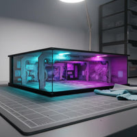 1:64 Neo-Futuristic Parking Garage Diorama DIY Assembly Underground Garage Scene Model Hobby Supply for Collectors, Hobbyists