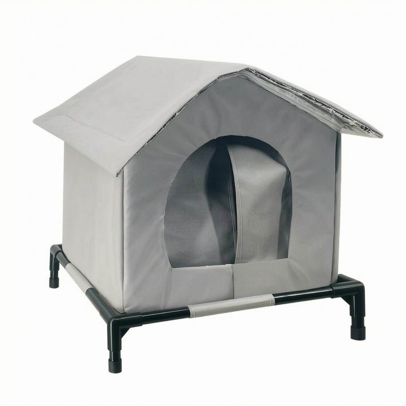 Outdoor Cat Shelter Cylindrical Frame Sloped Roof Cat House