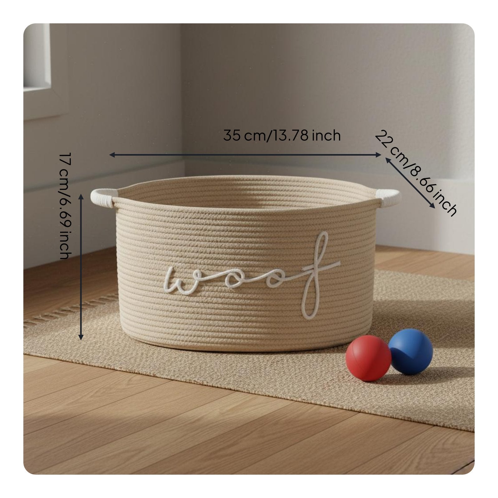 Woof Storage Basket With Handles Dog Toy Basket for Playroom