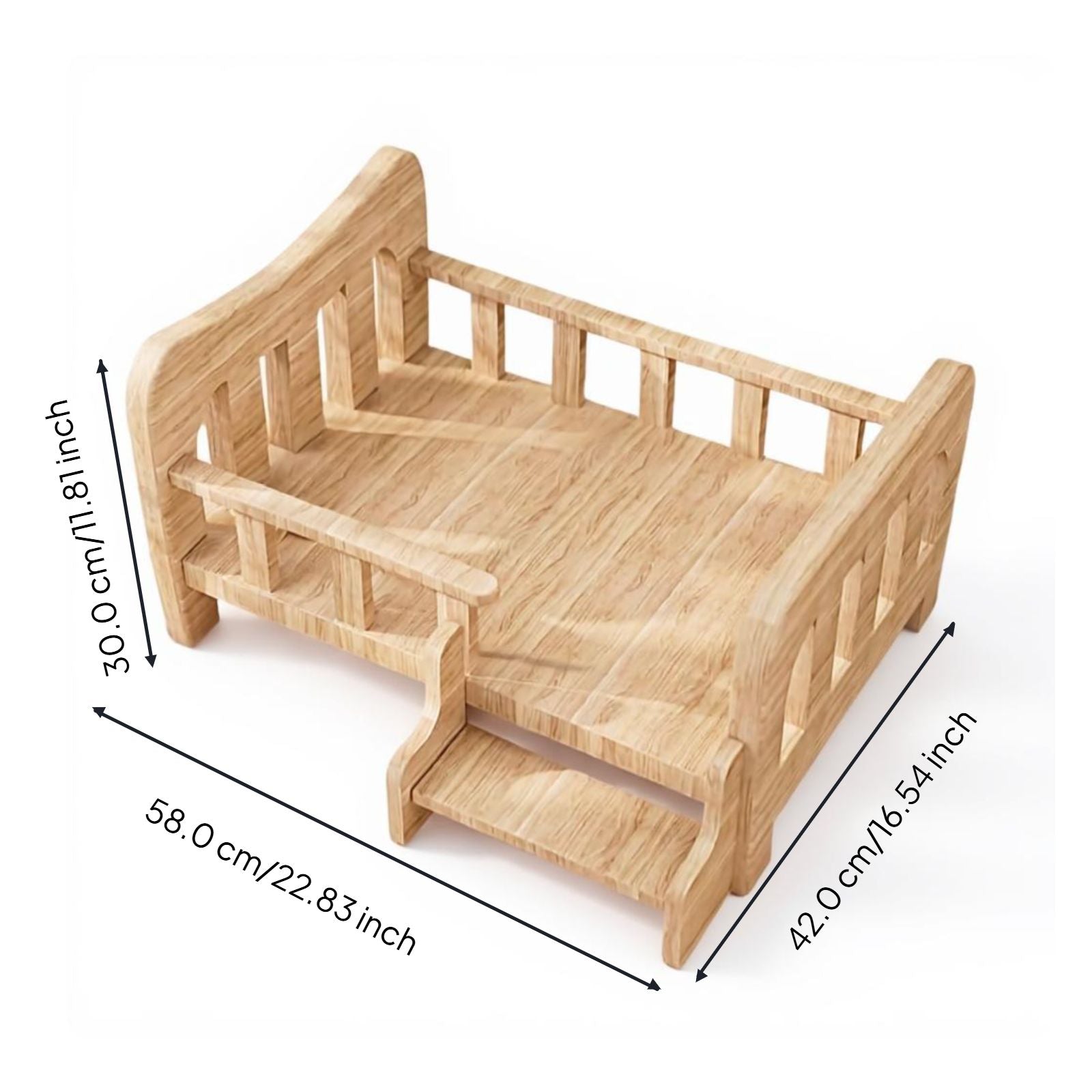 Wooden Elevated Dog Bed, Plush Mat, Indoor Comfort