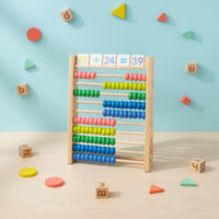 Wooden Abacus Solid Wood Construction Kids Arithmetic Abacus Multi-Skill Development 10-Row Calculation Rack for Classroom