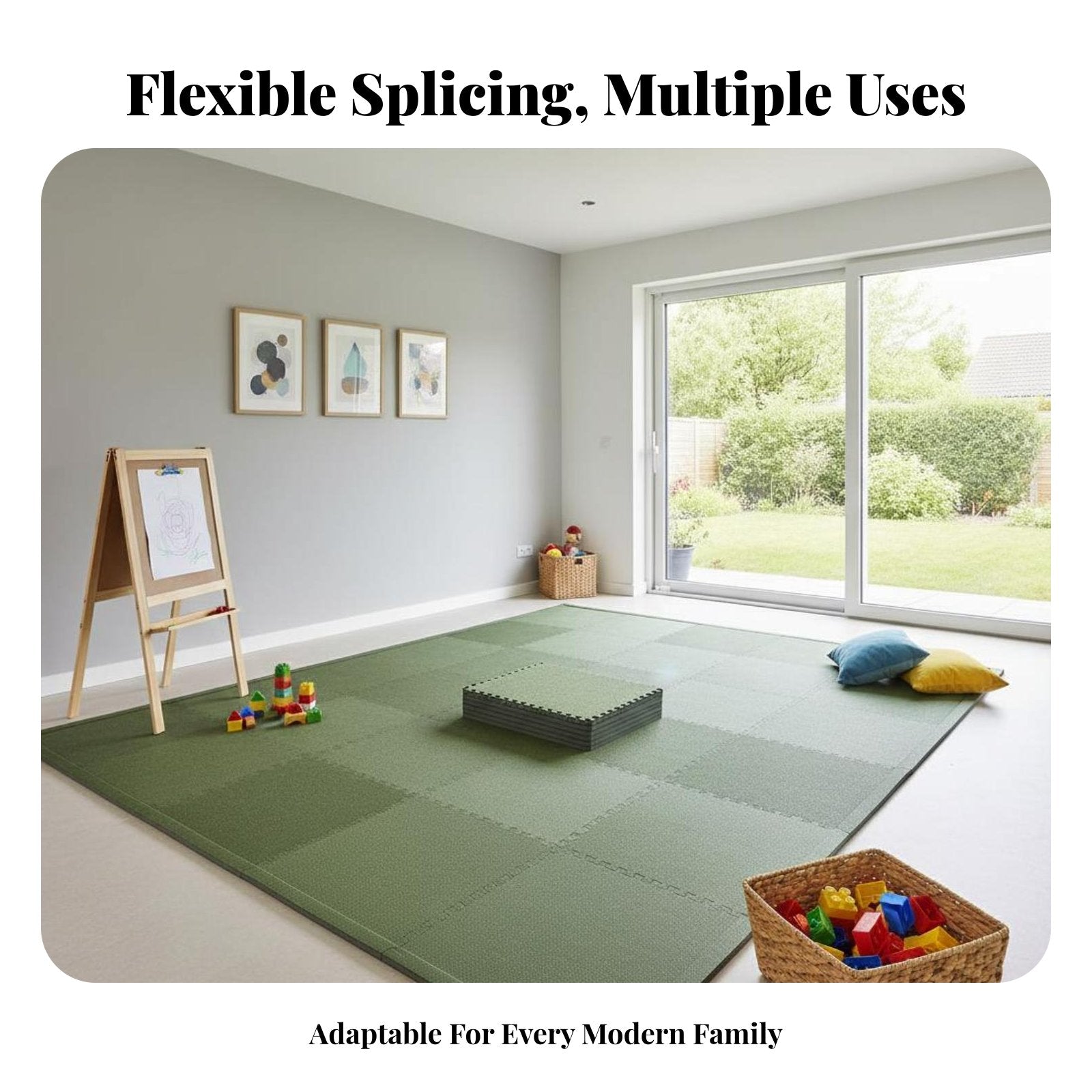 Formaldehydesafe connectable Crawling Mat Thickened Foam Tiles Cuttable Nursery Flooring Cream design for Children, Toddlers, Bedroom, Play Area, Playroom, Living Room