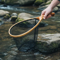 Wood Handle Landing Net Lightweight Outdoor Gear Portable for Anglers, Fishermen