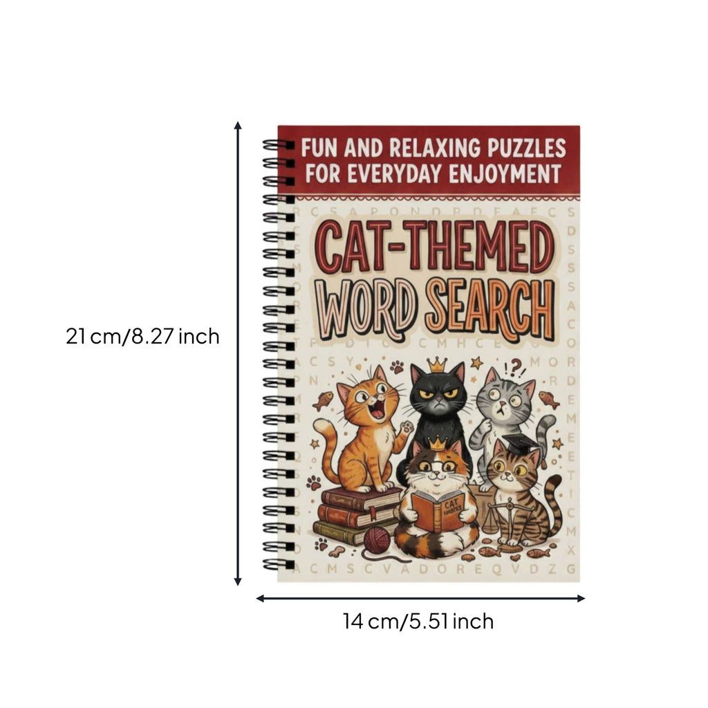 Paper Game Illustrated Cats Spiral-Bound Word Search Book Cream Cover