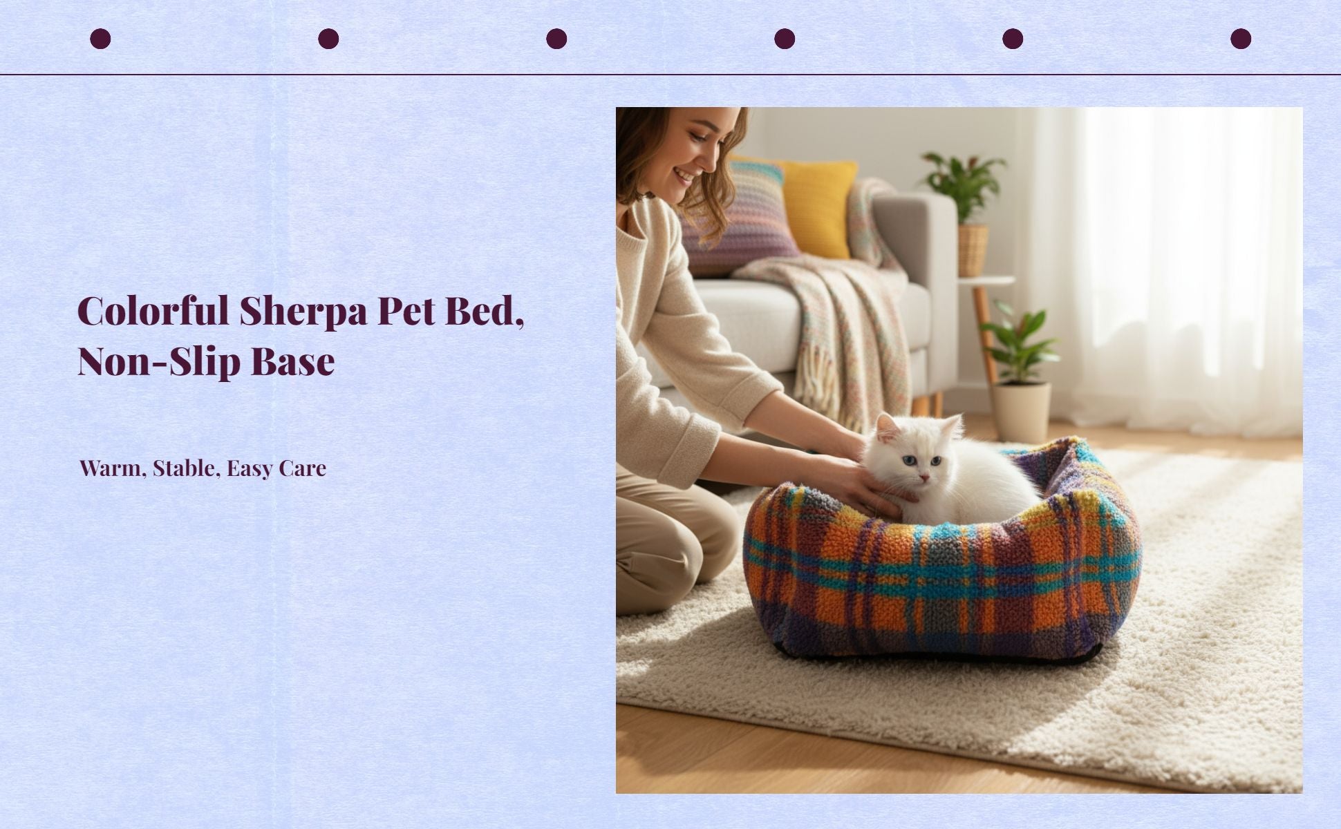 Lamb fleece cat bed, removable pad