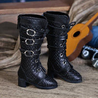 1/4 BJD Black Leather Boots Textured texture/4 Doll Boots for Photo Photography, Display, Collection