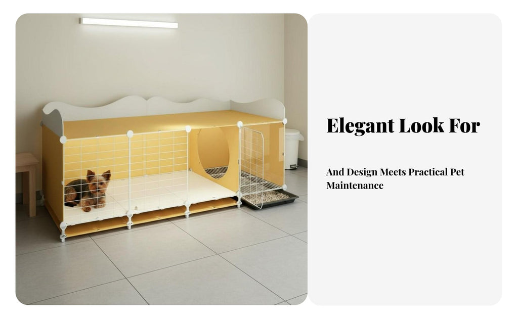 Small Dog Kennel with Toilet Luxury Villa Design Pet Crate Paw-Friendly Grid