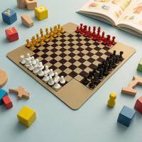 Four-Player Chess Set Sculpted Knight Heads 4 Player Chess Set Strategy Game Glossy Rounded Corners