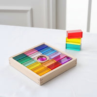 Rainbow Acrylic Blocks Translucent Wooden Stacking Toy Sensory Play