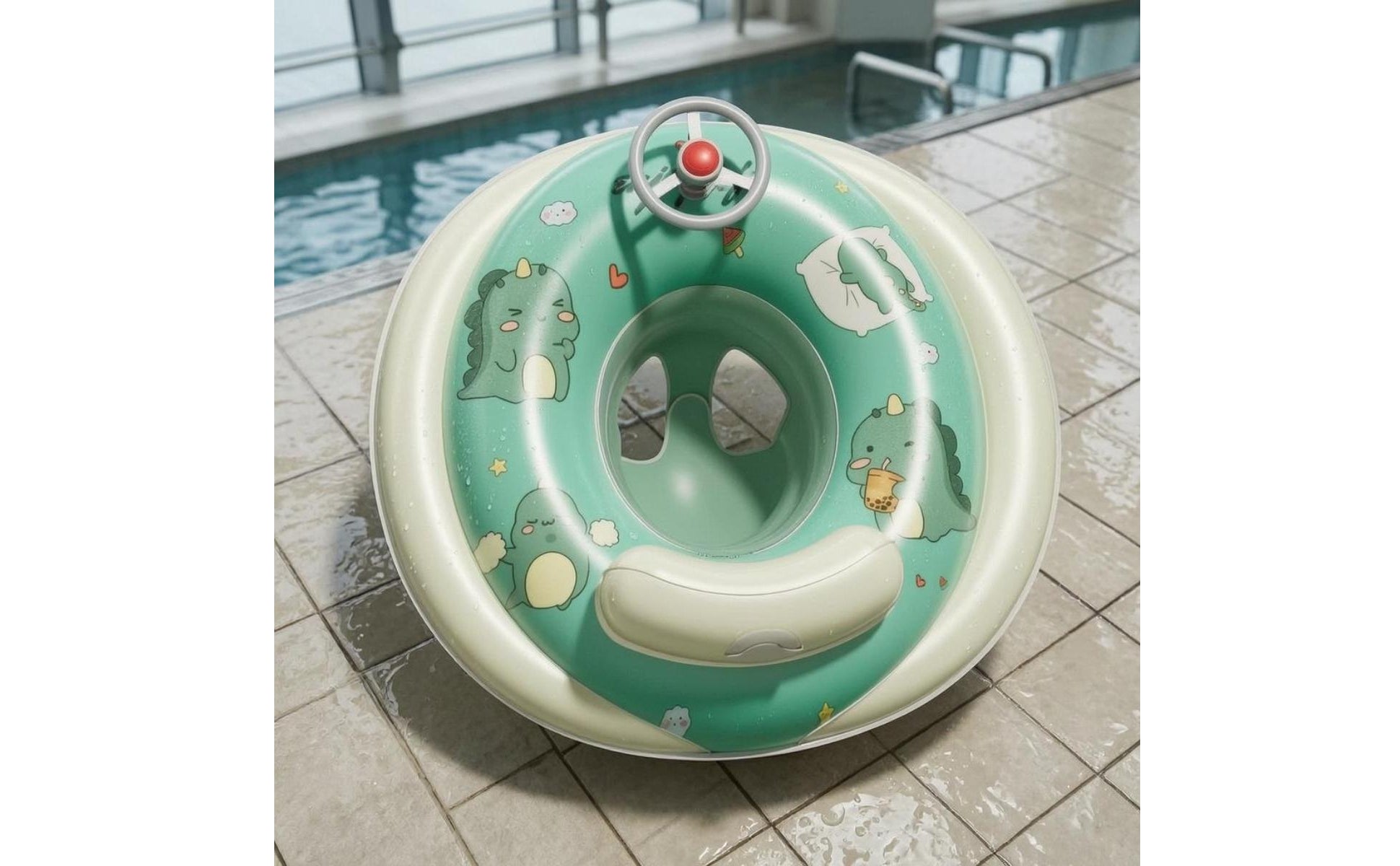 Inflatable Baby Seat Ring Press-to-Inflate-Inflate Dinosaur Baby Buoyancy Aid