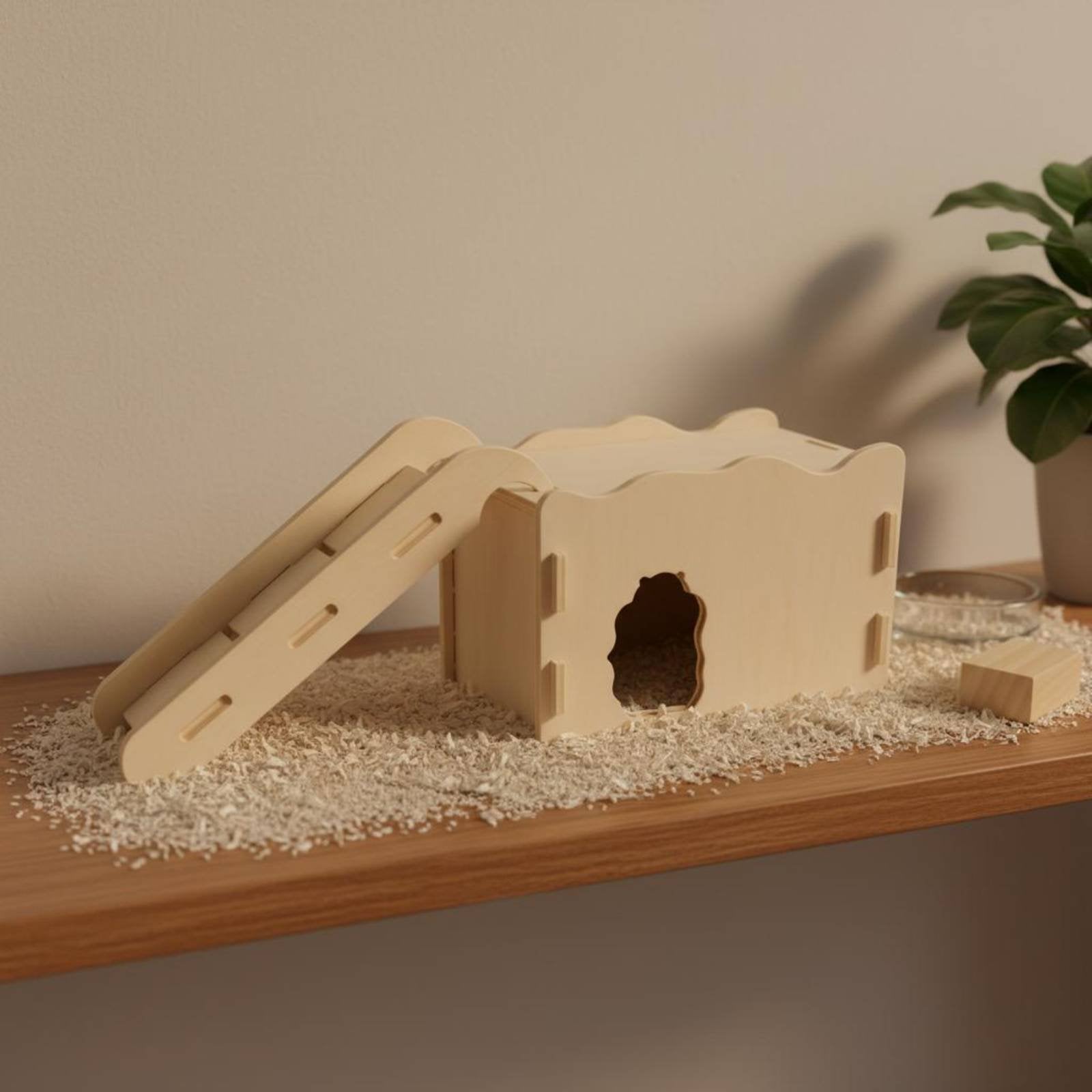 Hamster Ramp House Slotted Step Wood Hamster House Side Entrance