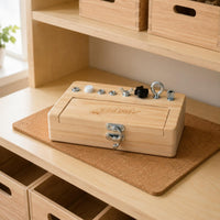 Wooden Educational Screw-and-Lock Toy Natural Wood Lock and Key Board Hinged Lid