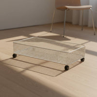 Under Sofa Storage Bin Lockable Wheels Drawer Design Storage Basket Mesh Design