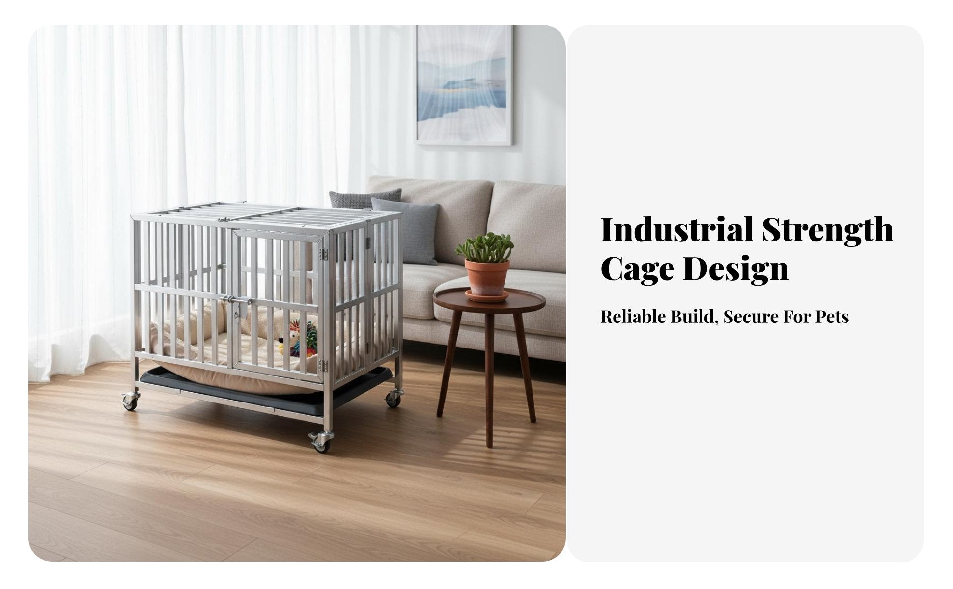 Collapsible Design Stainless Steel Dog Crate Rust-Resistant Folding Dog Kennel Secure Lock Foldable Pet Enclosure Easy to Clean for Indoor