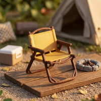 Miniature Camping Chair 1:64 Scale Folding Seat Model Brown Frame
