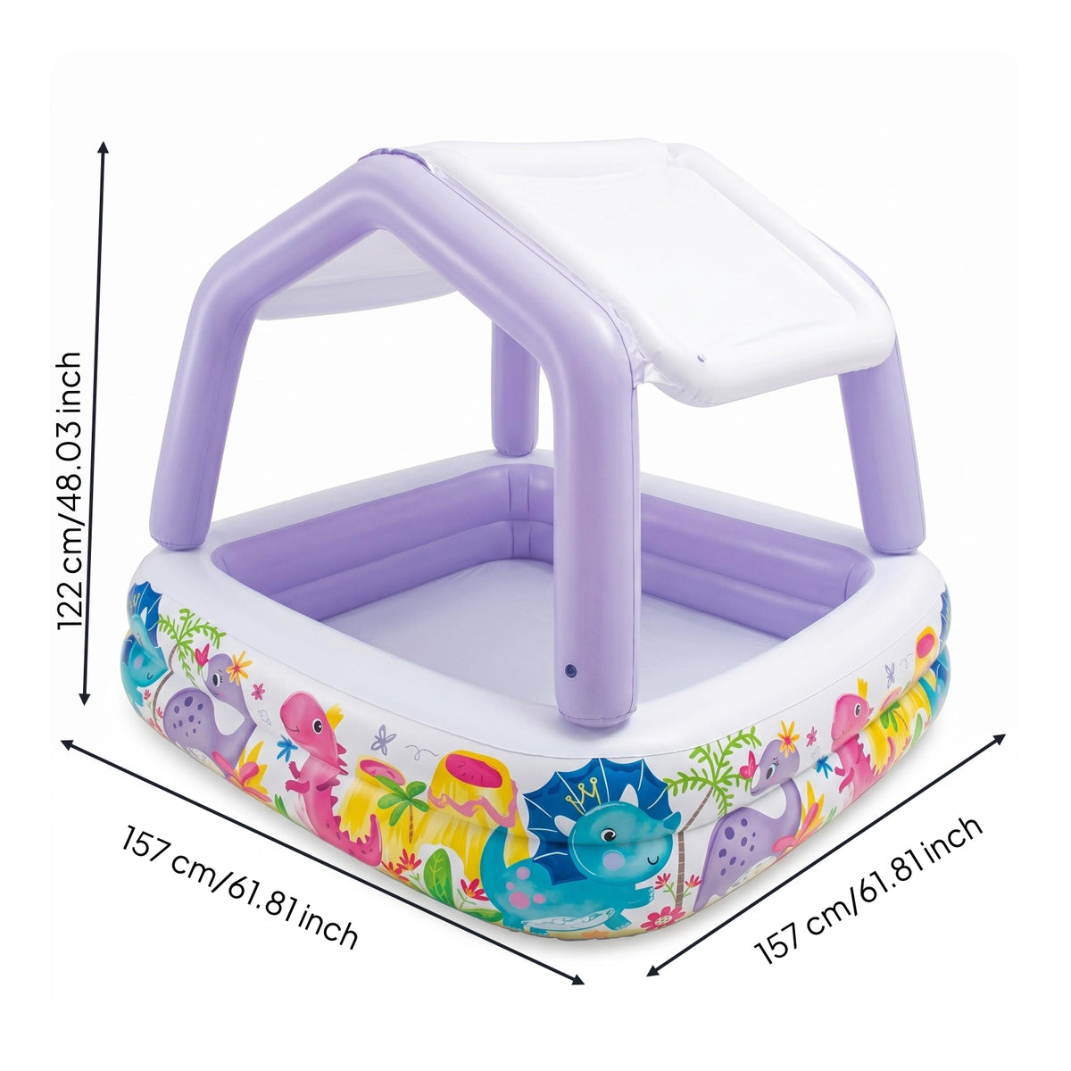 Shelter Kiddie Pool Portable Seas Theme Pool Foldable Kids Outdoor Gear for Families, Garden, Poolside