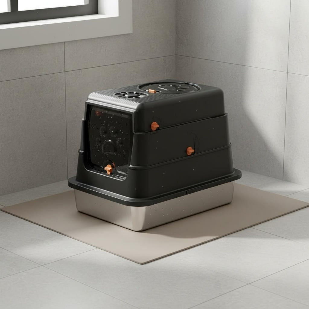 Stainless Steel Litter Box Easy to Clean Enclosed Feline Litter Box Rust