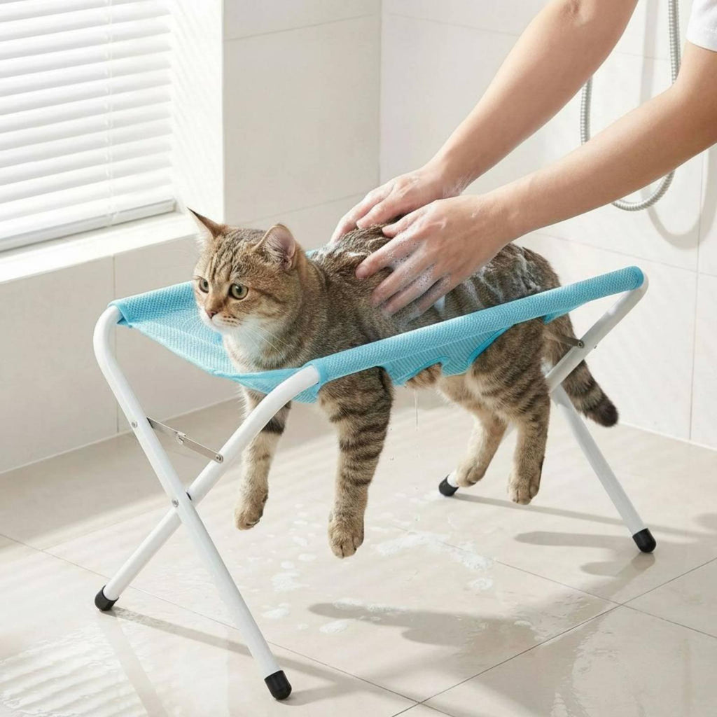 Pet Grooming Sling Anti Scratch Feline Bathing Sling Portable Foldable
