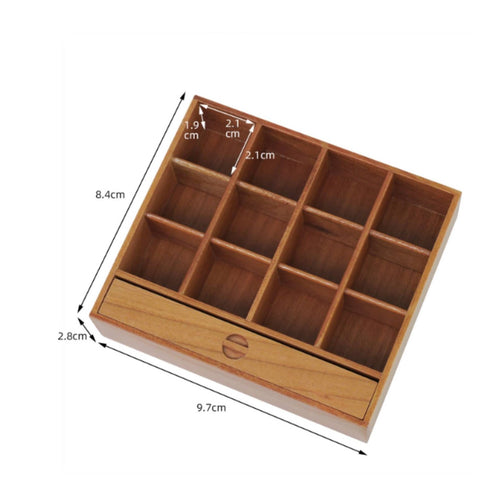 12-Grid Display Case with Drawer Solid Wood 1/6 Scale Doll Furniture for Desktop