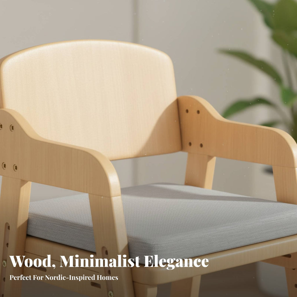 Adjustable Wooden Learning Chair Grows with Your Child for Preschoolers, Parents