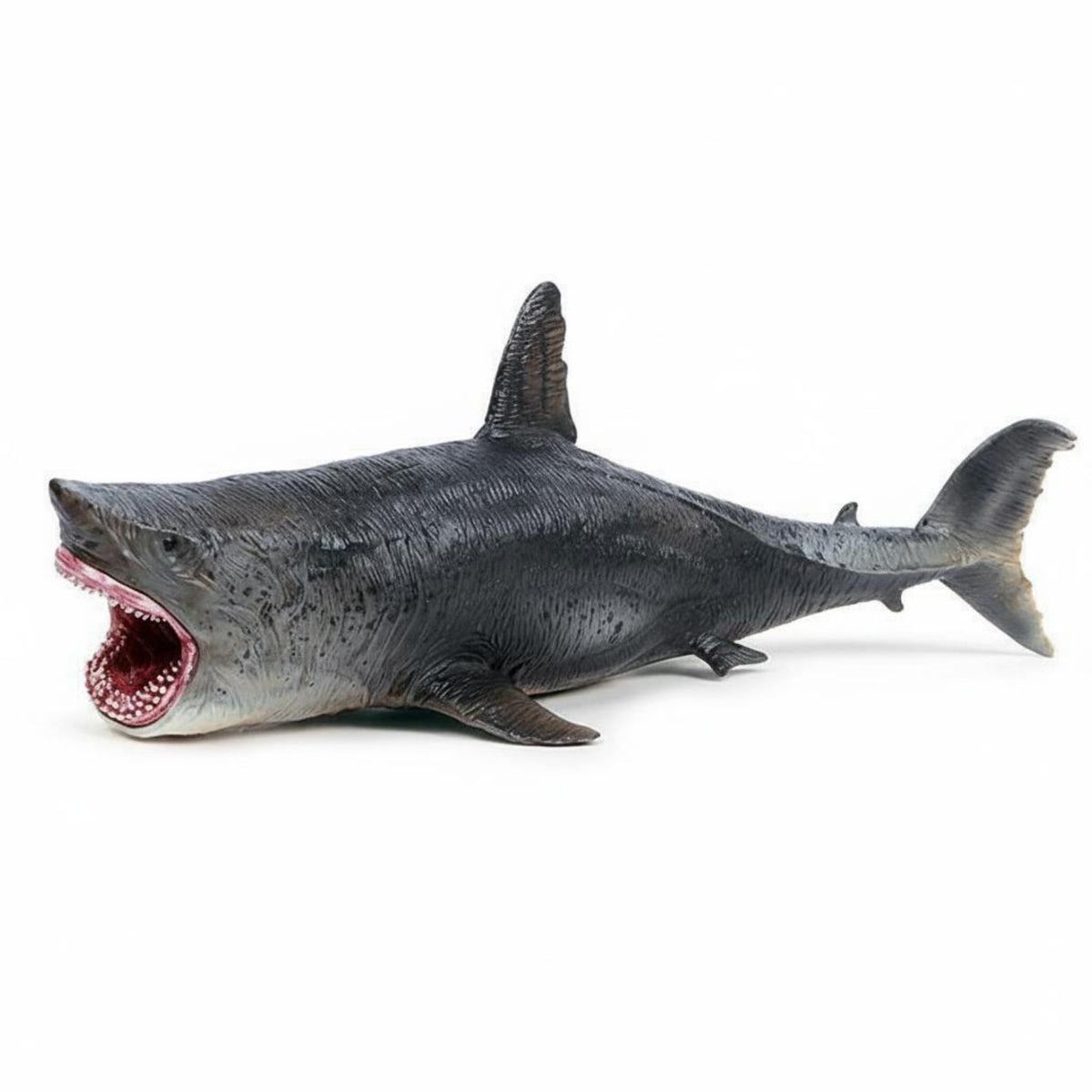 Megalodon Shark Model Detailed Dentition Open Mouth Shark Figurine Gray Black Megalodon Figurine