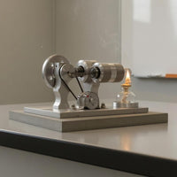 Heat-Cycle Engine Model Finned Metal Heat-Cycle Engine Glass Burner Desktop Mechanical Demonstration for Physics Students
