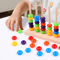 Wooden Bead Sorter Large Beads Young Child Abacus Toy Polished Edges