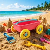 Sand Pull Cart Toy Colorful Children's Sand Wagon Lightweight 1 Piece for Outdoor