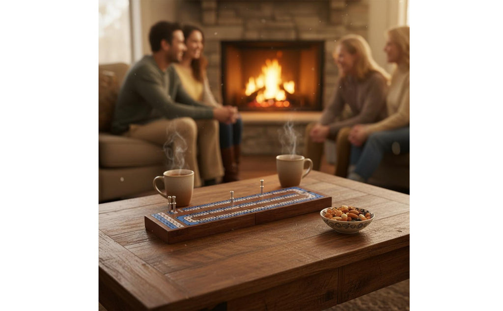 Wooden Cribbage Board Game Solid Wood Cribbage Board with Storage for Party