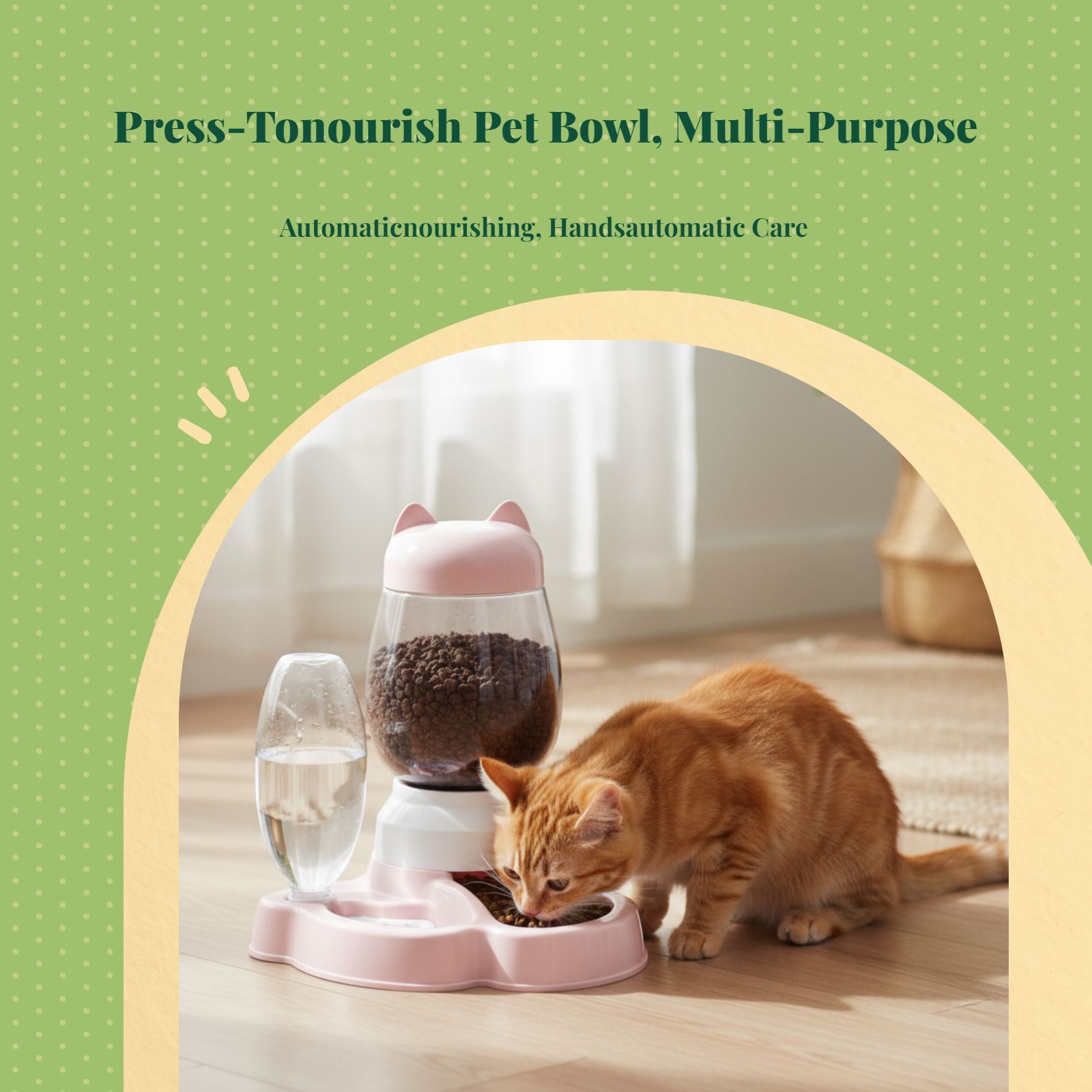 Dual-bowl automatic cat feeder, leakproof.