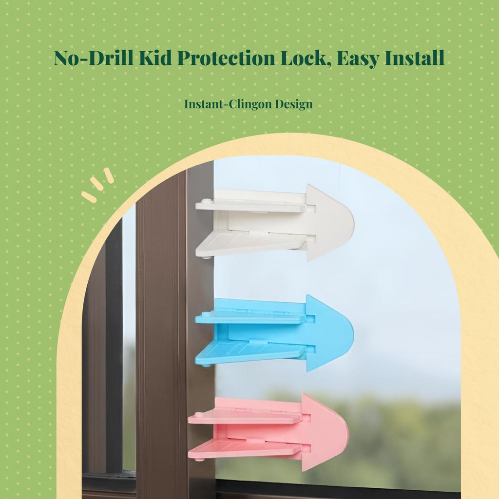 Kid Protection Sliding Pane Lock, Adjustable, No Tools Required, Multi-Purpose Cabinet Drawer Door Latch, Infant Protection Lock for Home, Kitchen, Bedroom