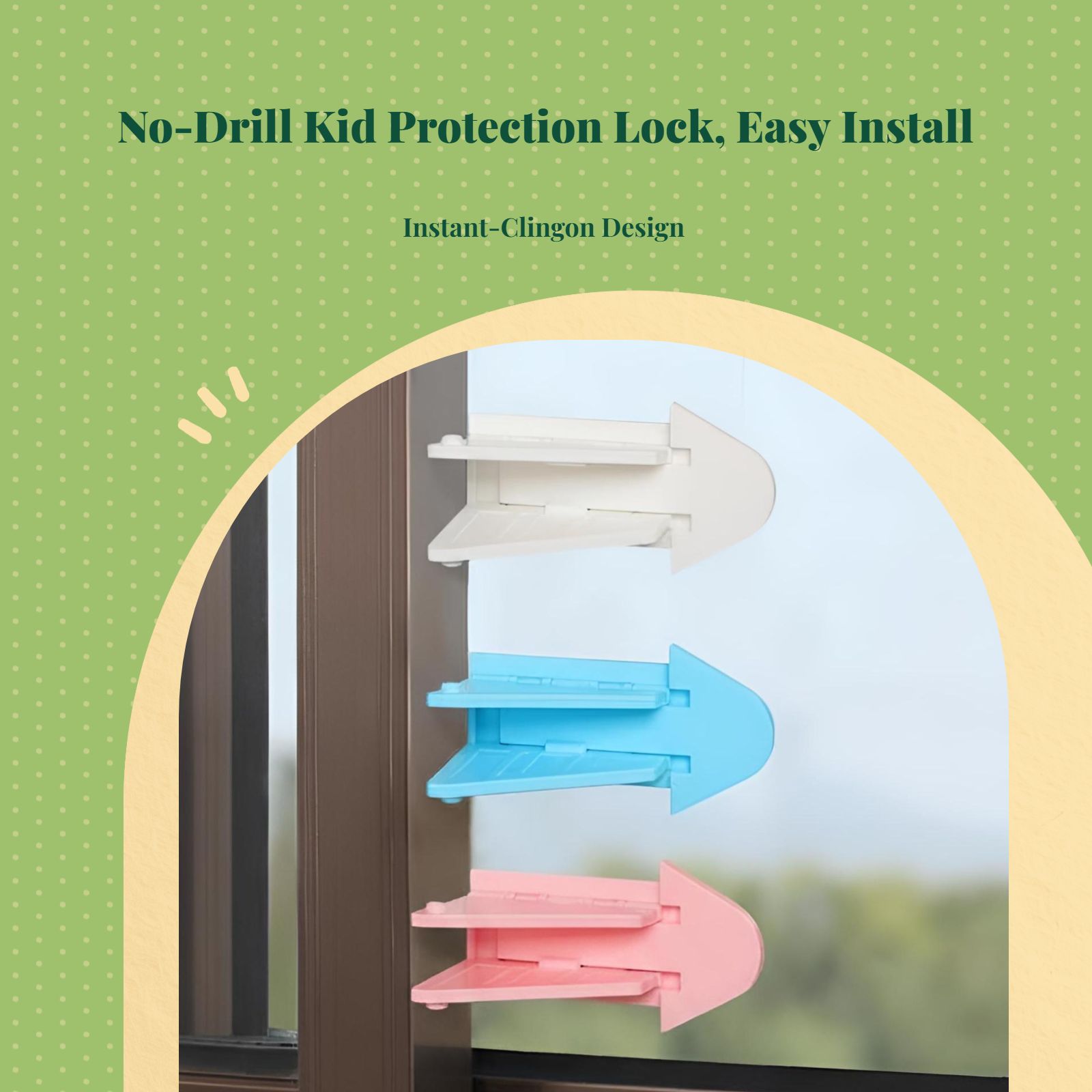 Kid Protection Sliding Pane Lock, Adjustable, No Tools Required, Multi-Purpose Cabinet Drawer Door Latch, Infant Protection Lock for Home, Kitchen, Bedroom