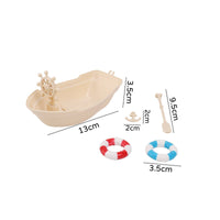 2 Pieces Mini Fishing Boat Model Realistic Decoration Mediterranean Design