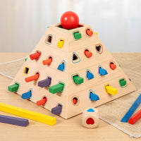 Educational Shape Matching Game Early Education Wooden Pyramid Sorter