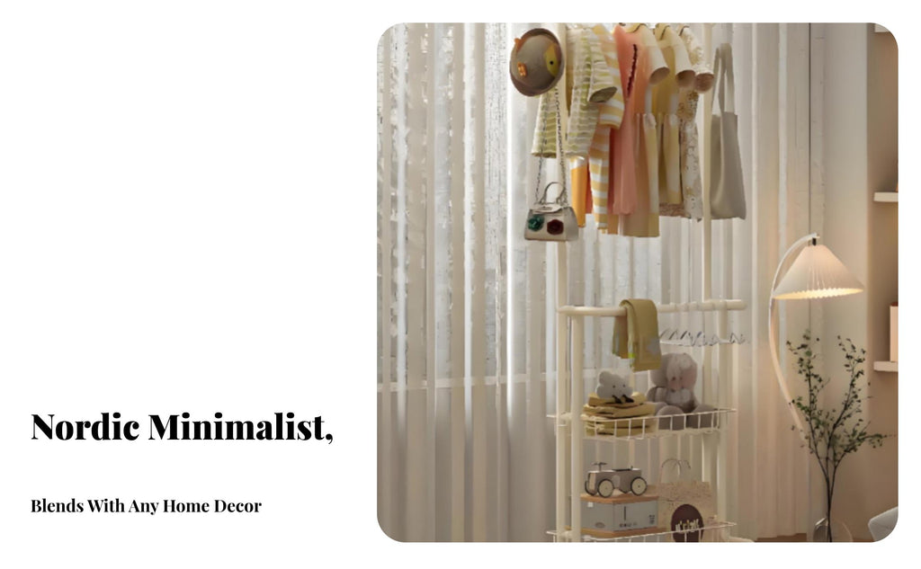 childs' Mobile Clothes Rack Child-Appropriate Height Young Child Dress-up Station Sturdy Construction Strong Load-Bearing