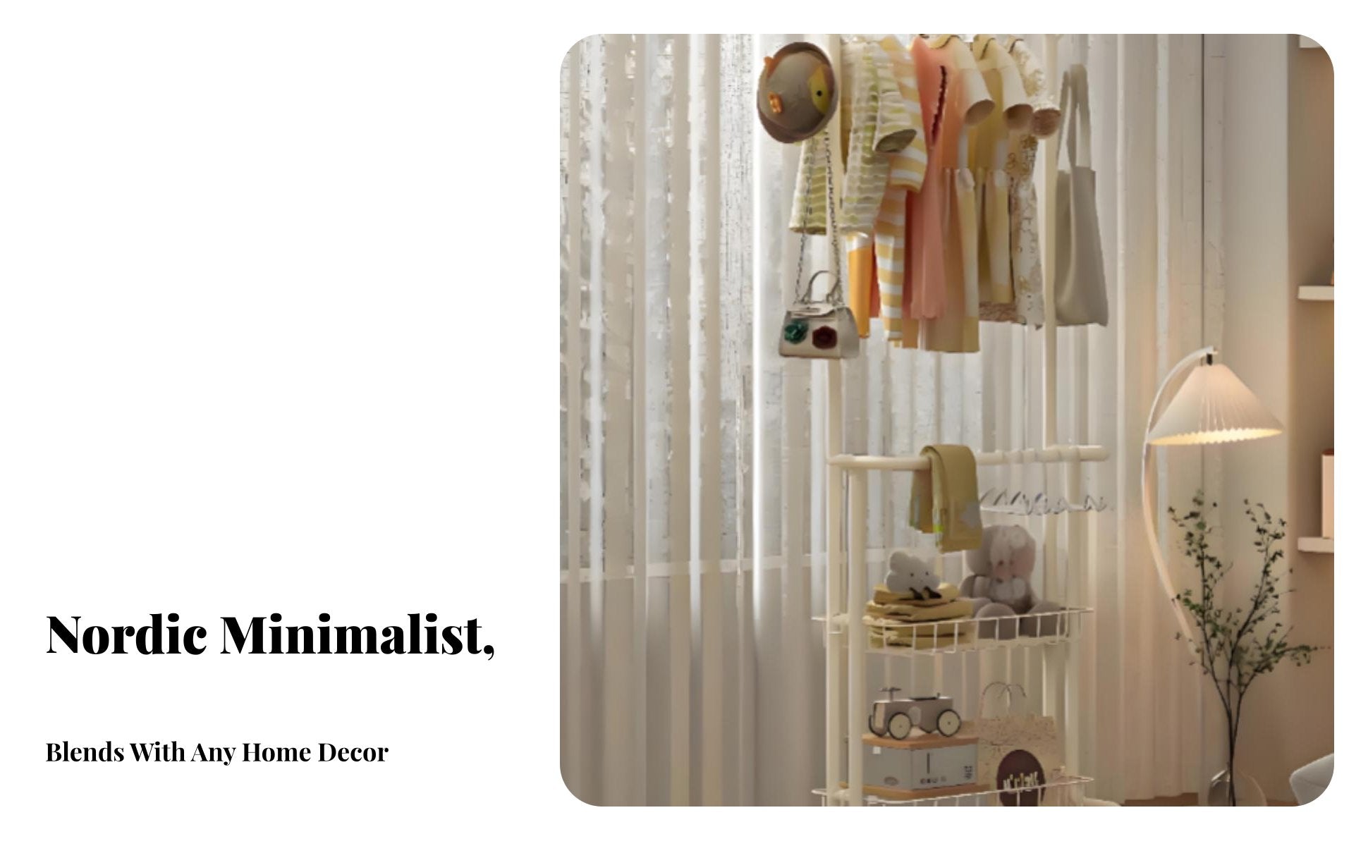 childs' Mobile Clothes Rack Child-Appropriate Height Young Child Dress-up Station Sturdy Construction Strong Load-Bearing